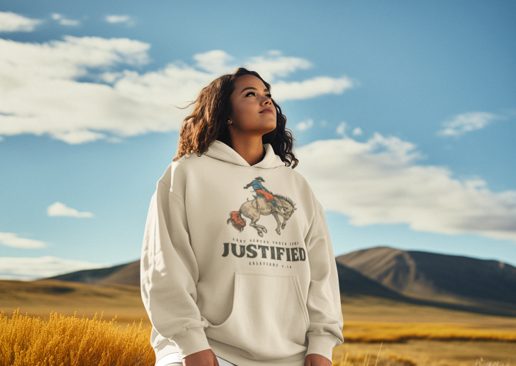 girl in hoodie with cowboy on it