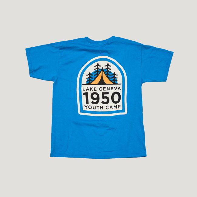 LGYC 1950 Tent & Trees, Blue Shirt (Sale) | Lake Geneva Ministries