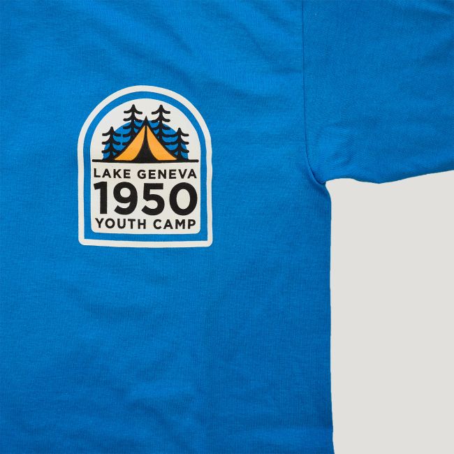 LGYC 1950 Tent & Trees, Blue Shirt (Sale) | Lake Geneva Ministries